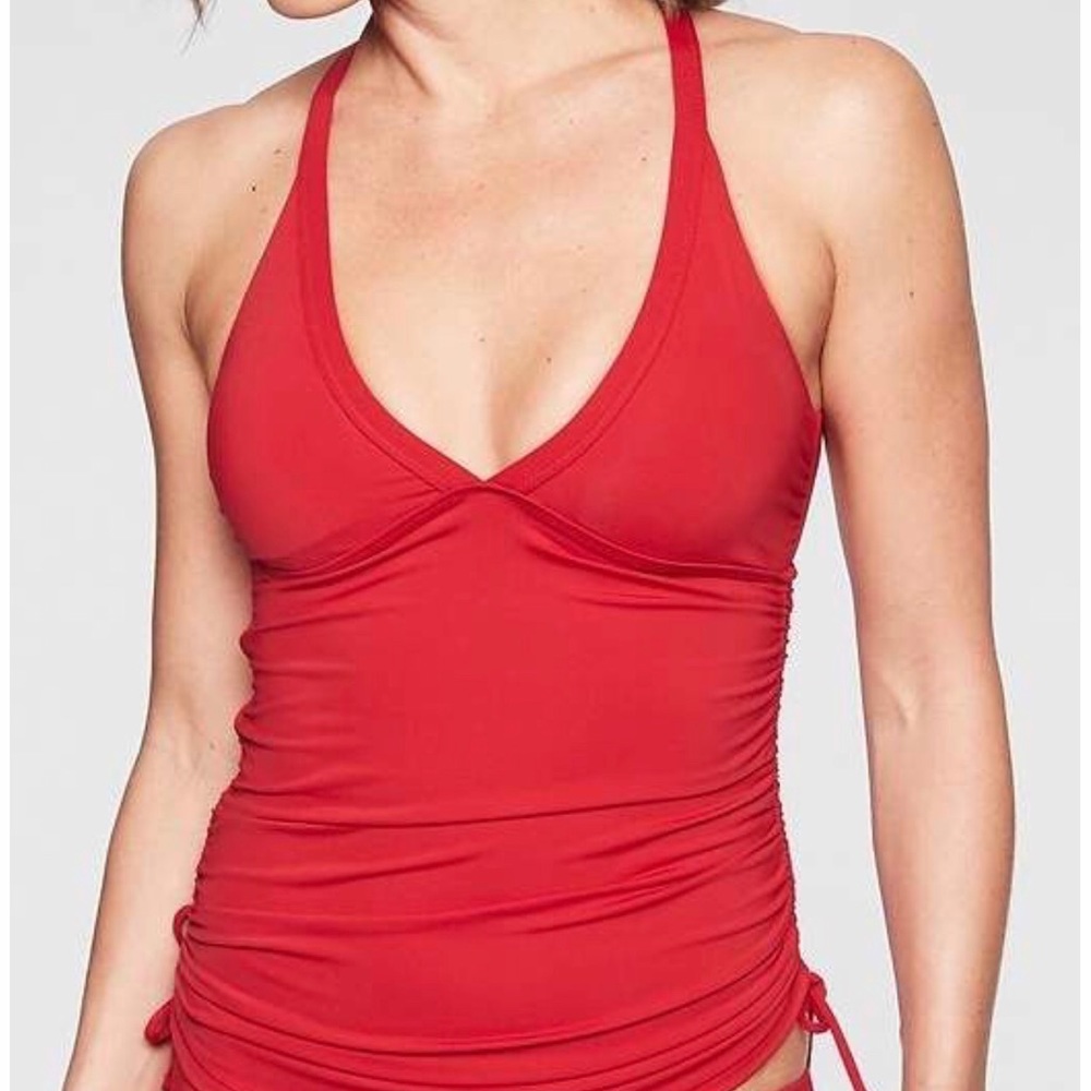 Athleta Side Scrunch Swim Tankini Red Size XS -NWT